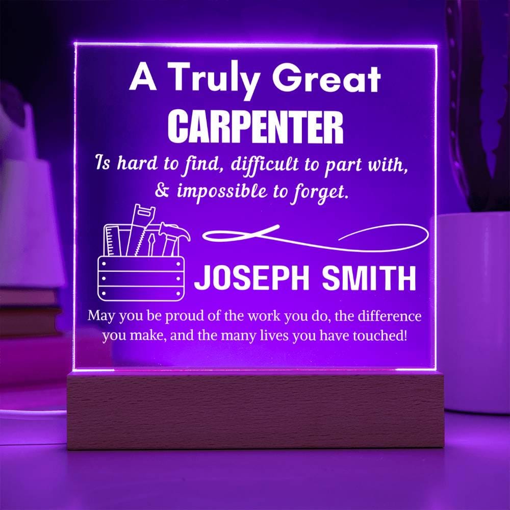 Personalized Carpenter Gift Acrylic LED Sign – Thank You Gift – view 10