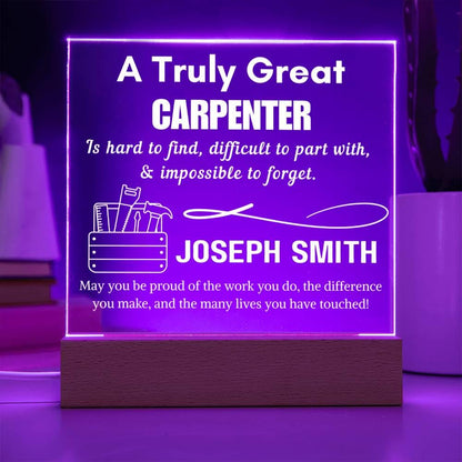 Personalized Carpenter Gift Acrylic LED Sign – Thank You Gift – view 10