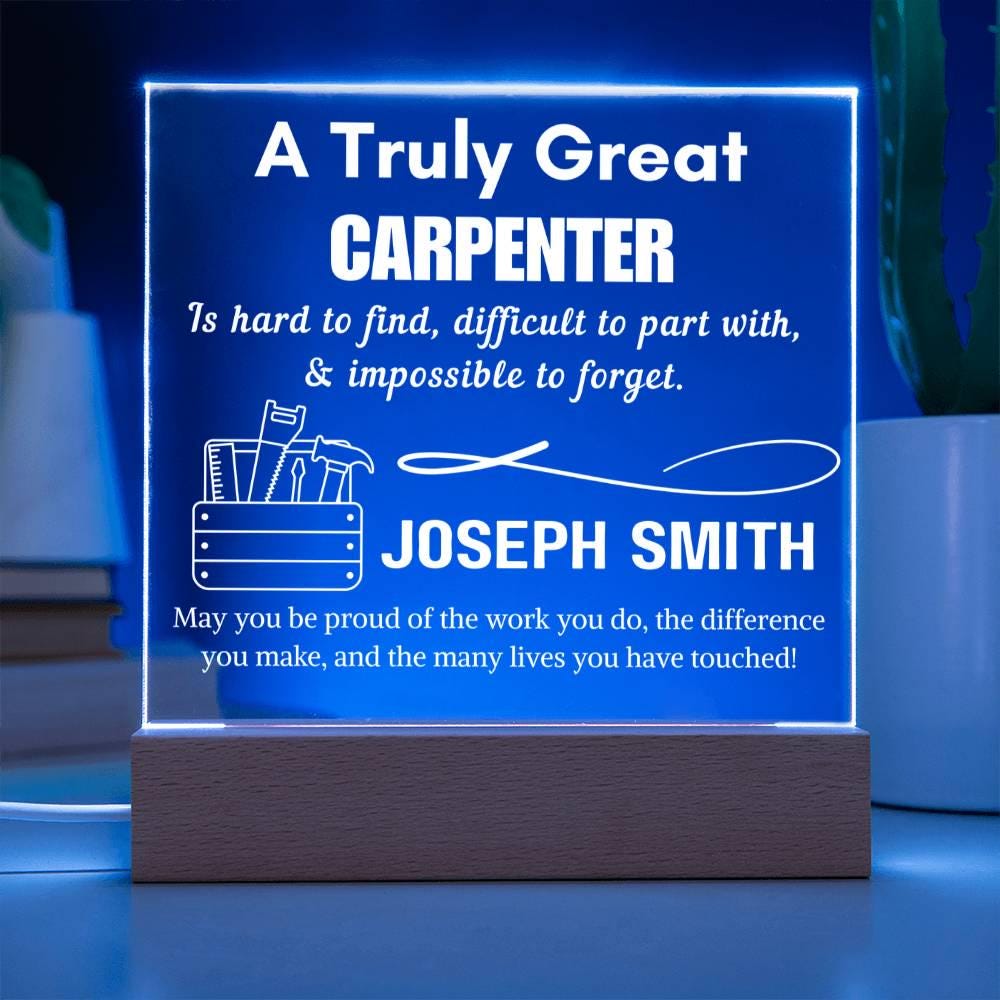 Personalized Carpenter Gift Acrylic LED Sign – Thank You Gift – view 4
