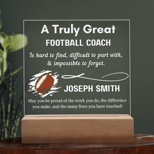 Personalized Football Coach Gift Acrylic Sign – Custom Gift for Coach