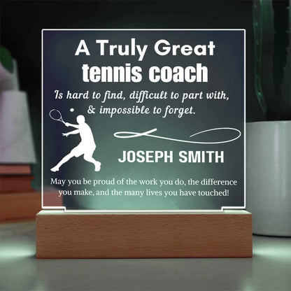 Personalized Tennis Coach Gift Acrylic Sign – Gift from Tennis Team