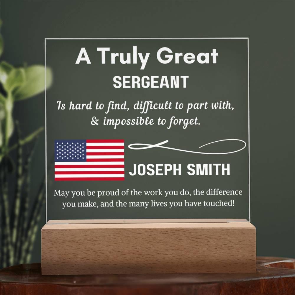 Personalized Sergeant Gift Acrylic Sign – Police Sergeant Promotion