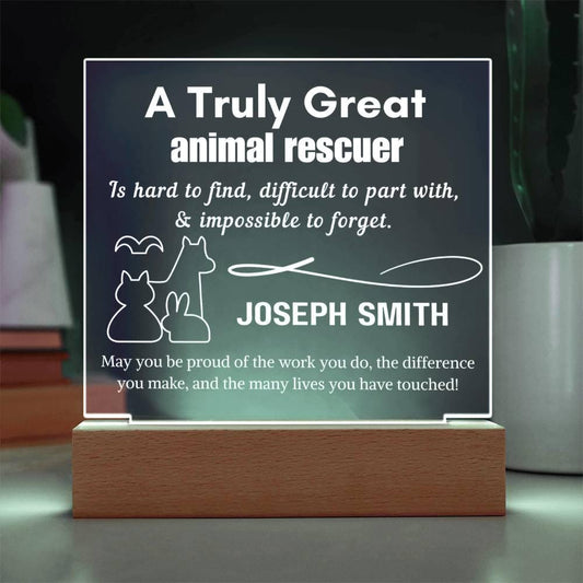 Personalized Animal Rescuer Gift LED Acrylic Sign – Dog Rescuer