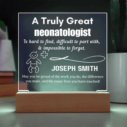Personalized Neonatologist Acrylic Sign – Custom NICU Doctor or Nurse