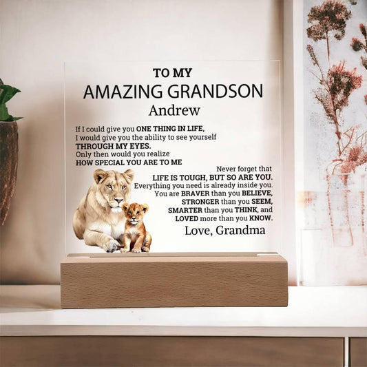 To My Amazing Grandson LED Acrylic Plaque – Grandson Gift from Grandpa – view 2