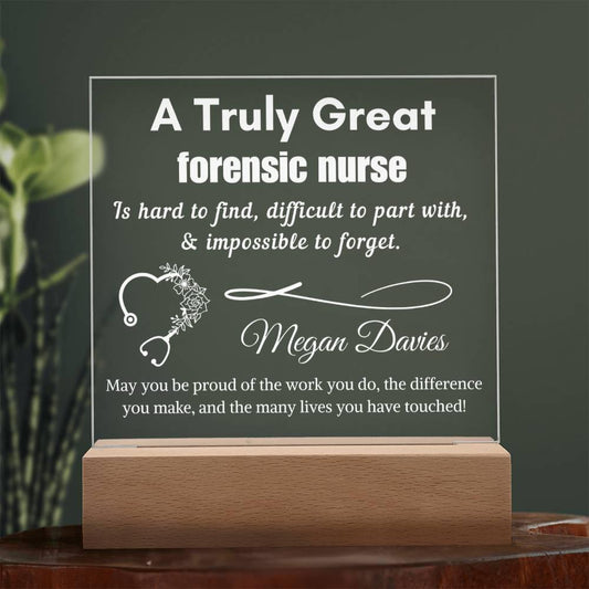 Forensic Nurse Appreciation Acrylic Sign – Personalized Gift – view 2