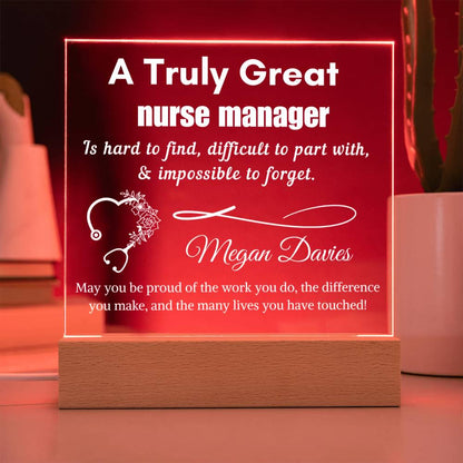Personalized Nurse Manager Acrylic LED Sign: Appreciation Gift – view 8