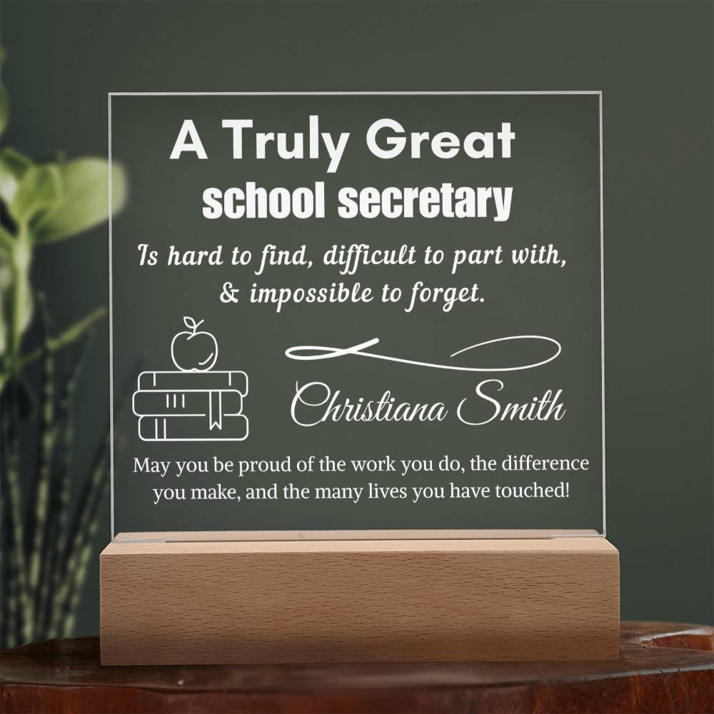 Personalized School Secretary Gift Acrylic Sign – Appreciation Gift – view 2
