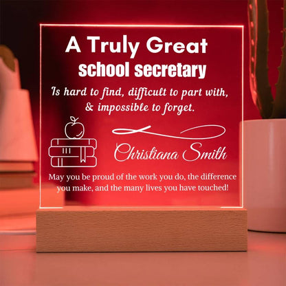 Personalized School Secretary Gift Acrylic Sign – Appreciation Gift – view 4