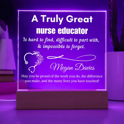Personalized Nurse Educator Gift Cordless LED Acrylic Sign – Nursing – view 9