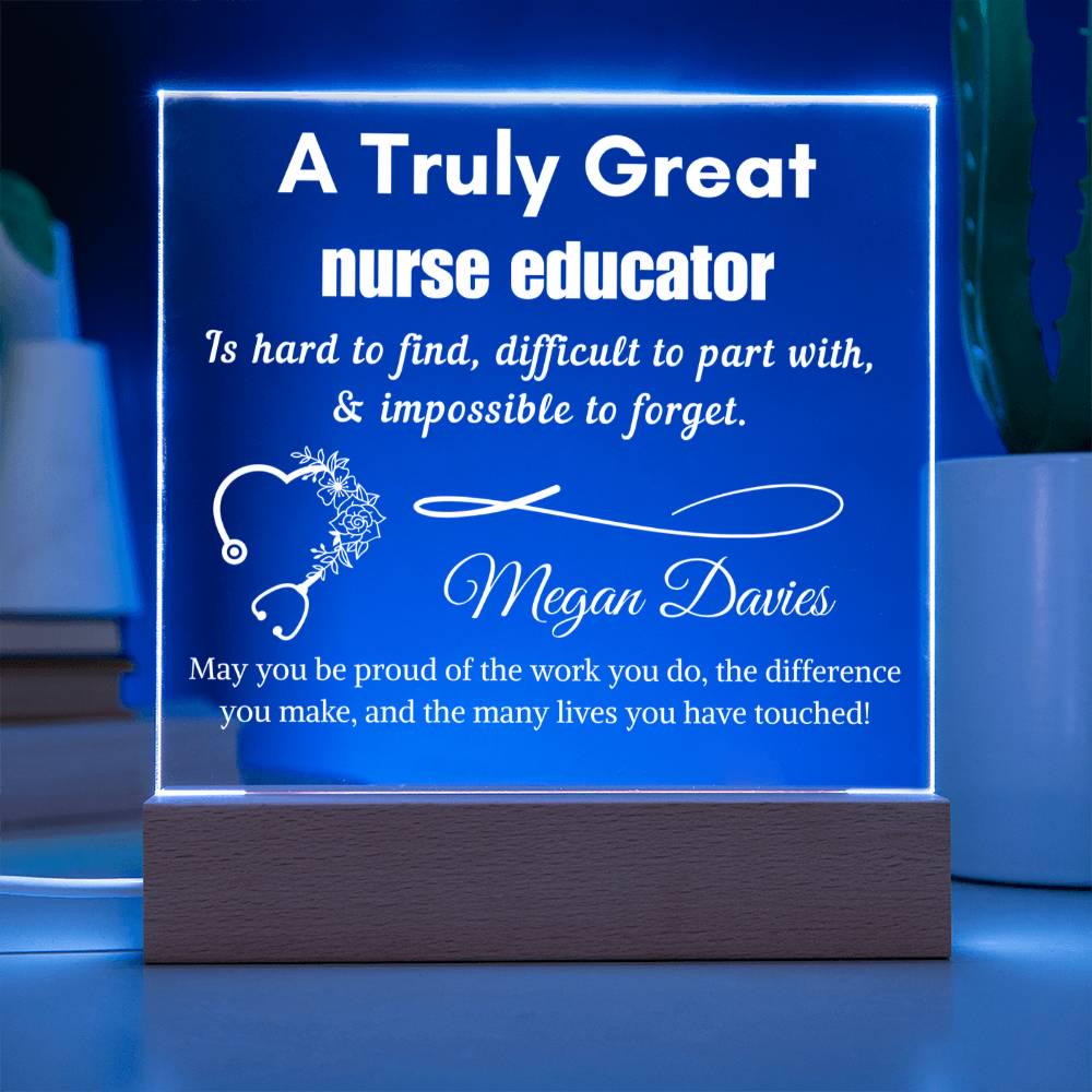 Personalized Nurse Educator Gift Cordless LED Acrylic Sign – Nursing – view 4