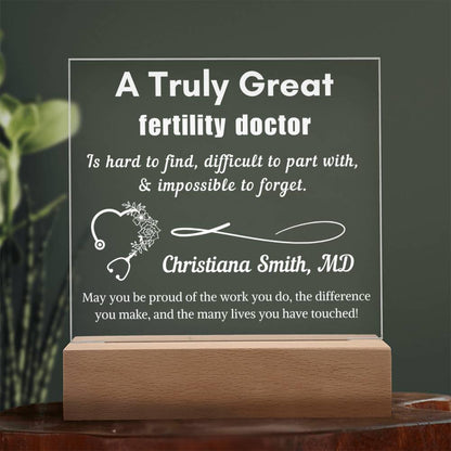 Personalized Fertility Doctor Gift – Cordless LED Acrylic Sign – view 2