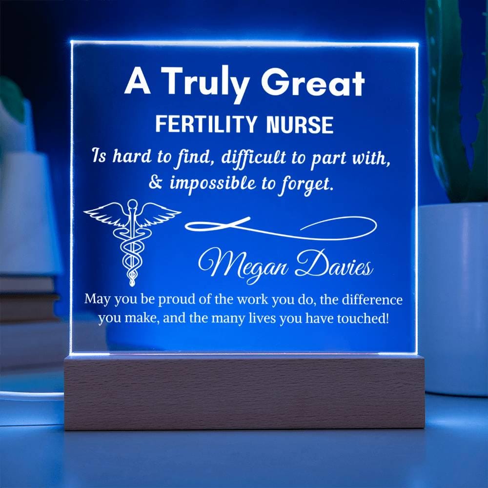 Personalized Fertility Nurse Gift – Cordless LED Acrylic Sign – view 3