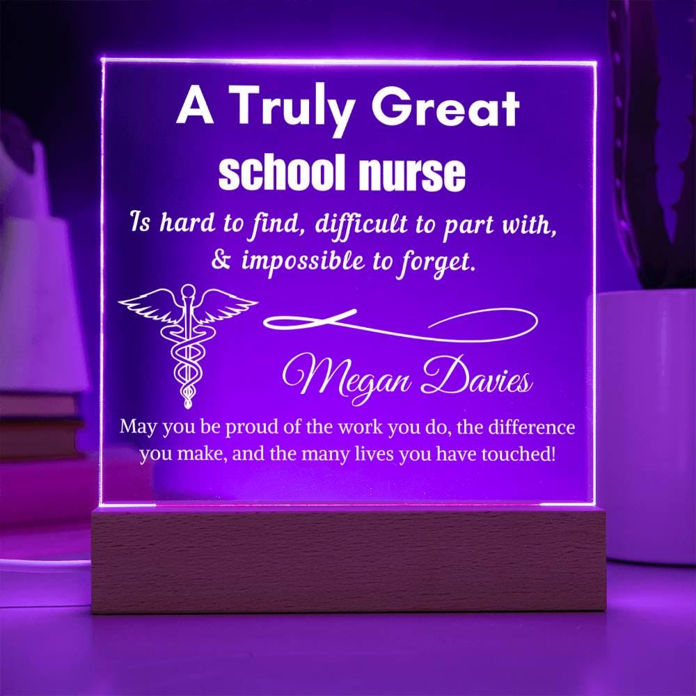 Personalized School Nurse Gift Cordless LED Acrylic Sign – Elementary – view 4