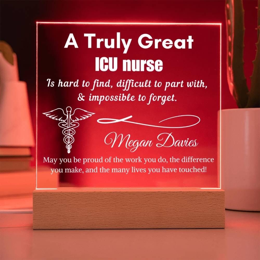 Personalized ICU Nurse Gift Cordless LED Acrylic Sign – Emergency Icu – view 4