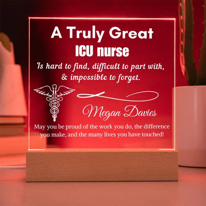 Personalized ICU Nurse Gift Cordless LED Acrylic Sign – Emergency Icu – view 4