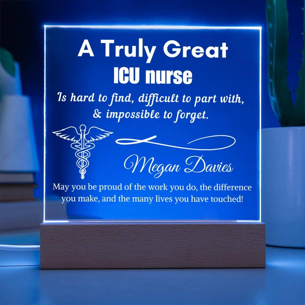 Personalized ICU Nurse Gift Cordless LED Acrylic Sign – Emergency Icu – view 3