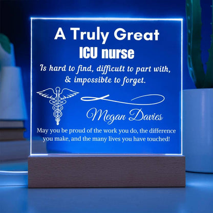 Personalized ICU Nurse Gift Cordless LED Acrylic Sign – Emergency Icu – view 3