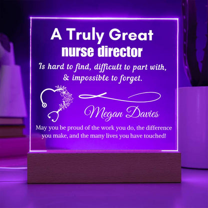 Personalized Nurse Director Gift Cordless LED Acrylic Sign– Director – view 4