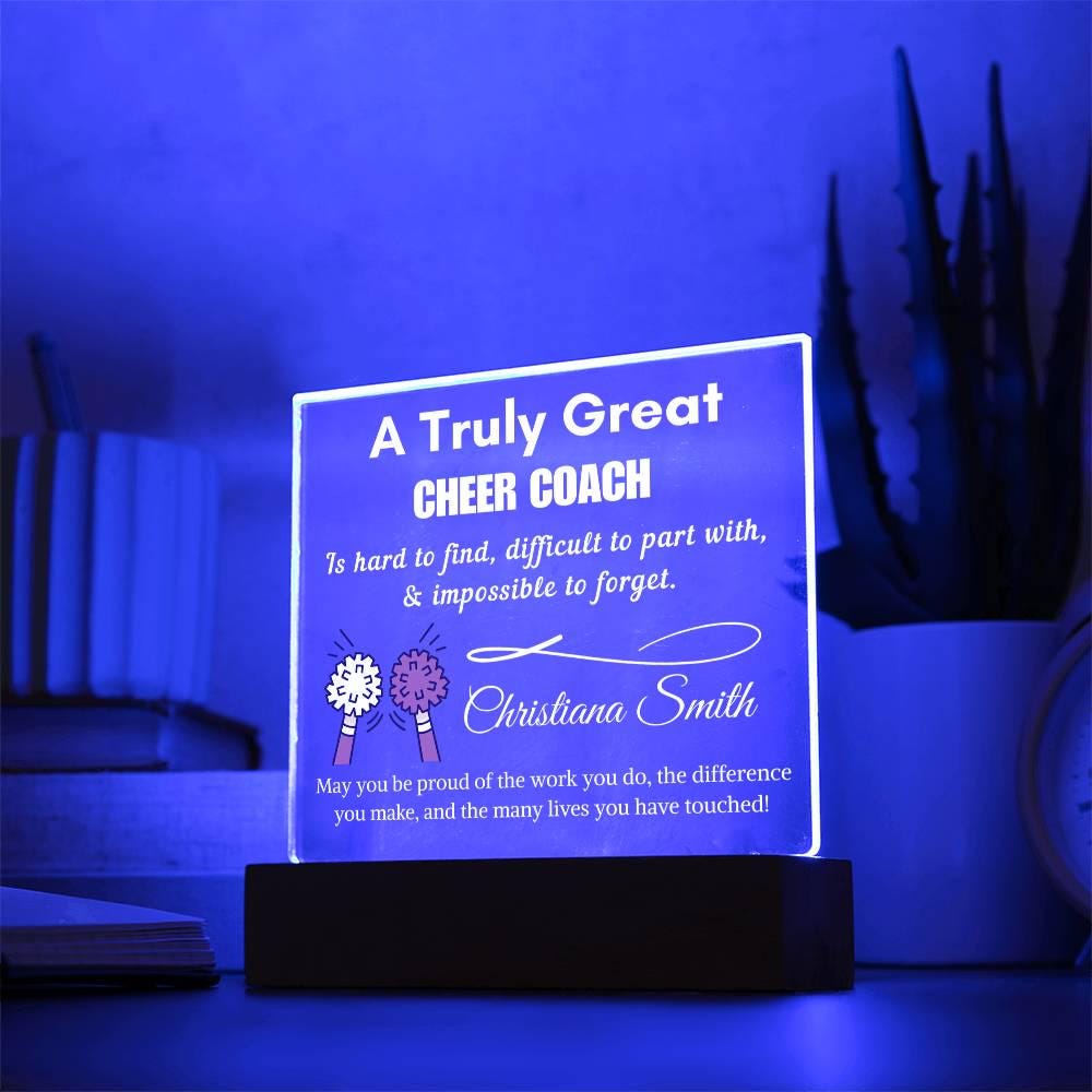 Personalized Cheer Coach Acrylic LED Sign: Thank You Gift – view 9