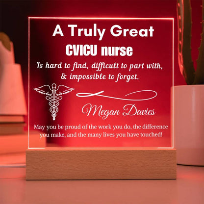 Personalized CVICU Nurse Gift Cordless LED Acrylic Sign – view 8