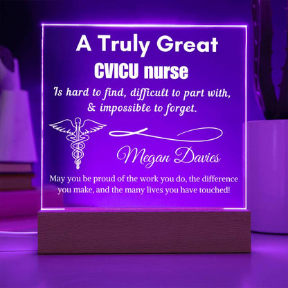 Personalized CVICU Nurse Gift Cordless LED Acrylic Sign – view 4