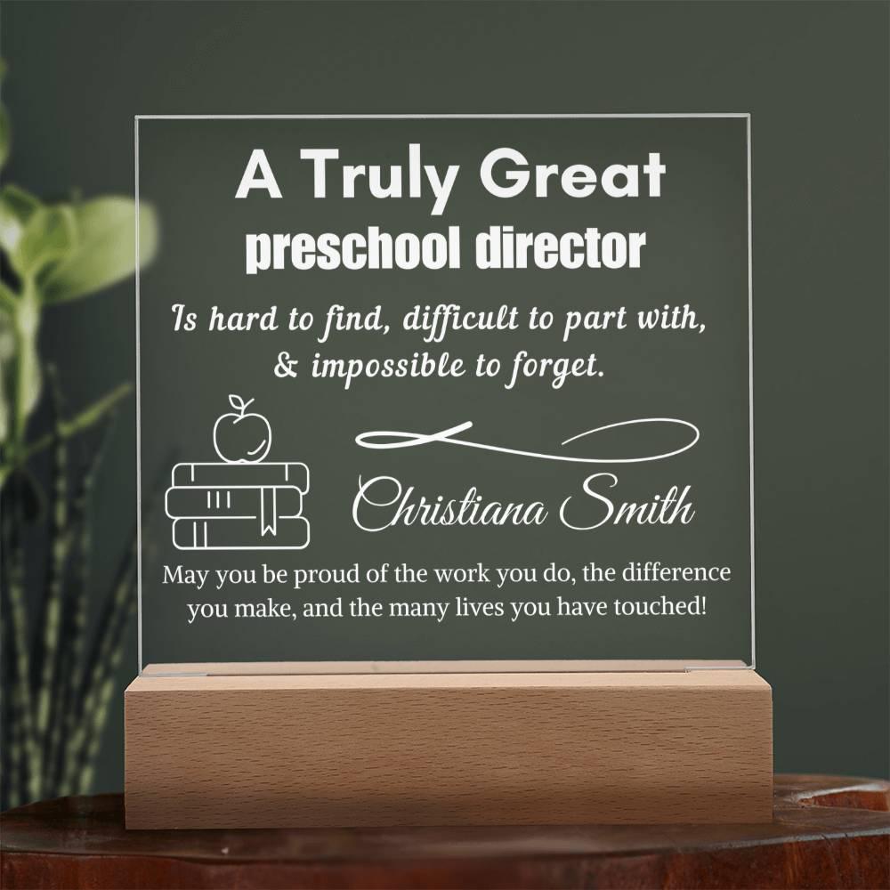 Personalized Preschool Director Gift Cordless LED Acrylic Sign – view 8