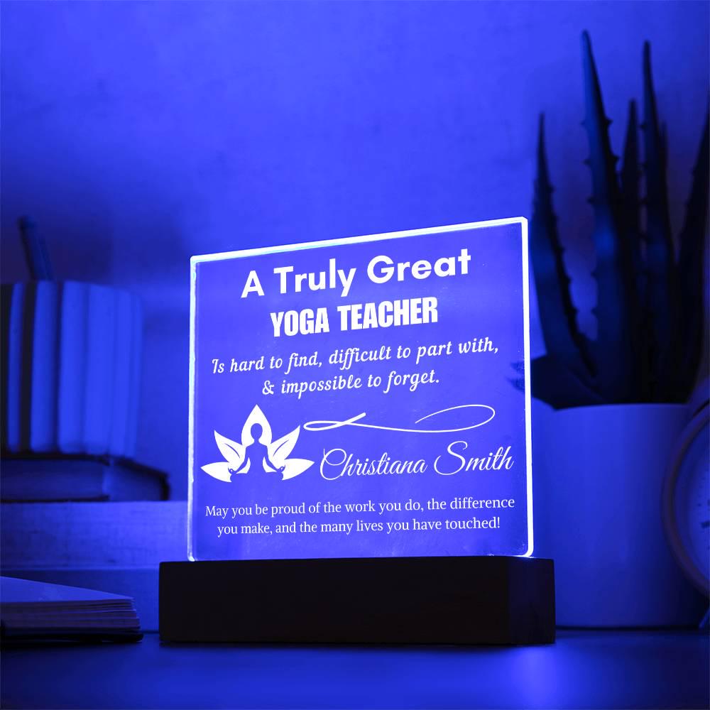 Personalized Yoga Teacher Gift Cordless LED Acrylic Sign – Yoga – view 9