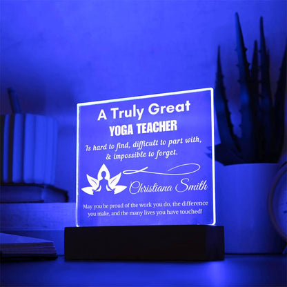 Personalized Yoga Teacher Gift Cordless LED Acrylic Sign – Yoga – view 9