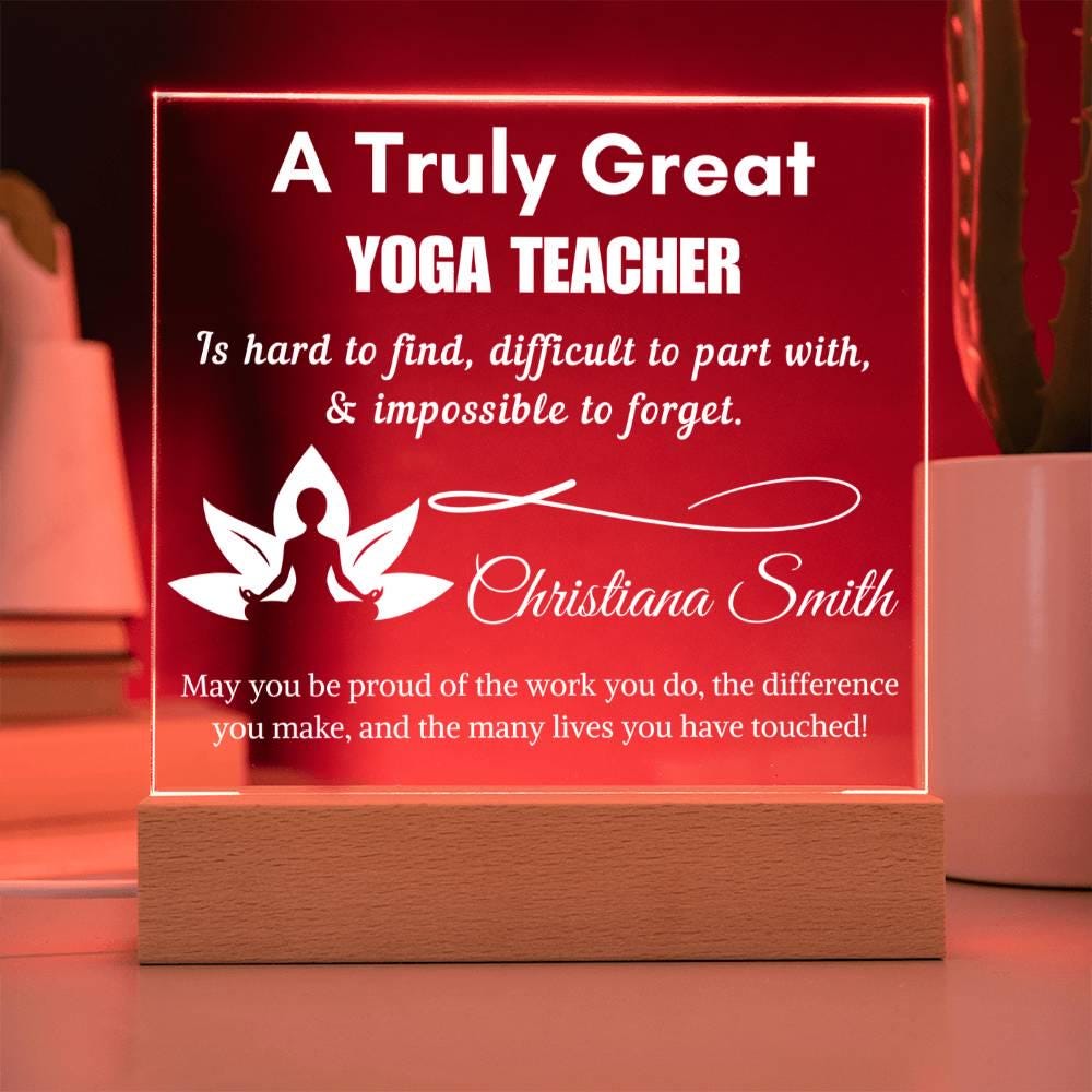 Personalized Yoga Teacher Gift Cordless LED Acrylic Sign – Yoga – view 3