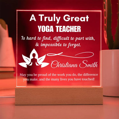 Personalized Yoga Teacher Gift Cordless LED Acrylic Sign – Yoga – view 3