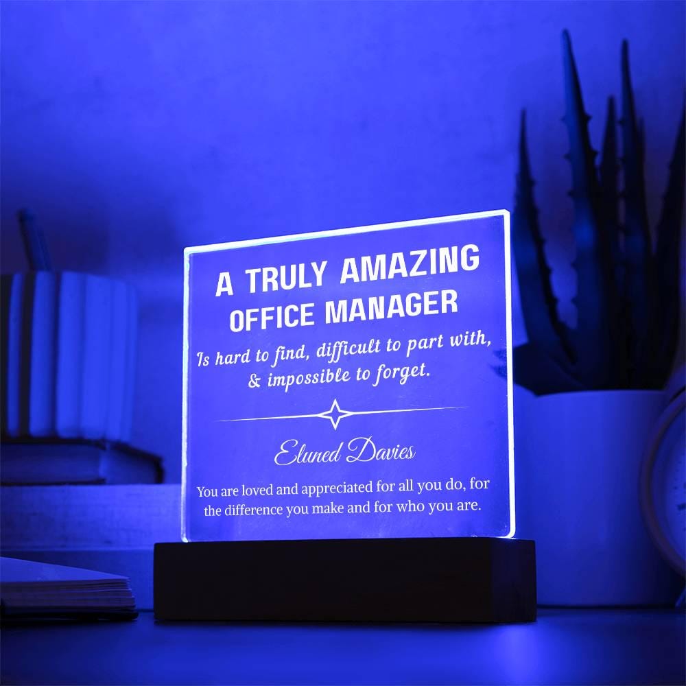 Personalized Office Manager Gift Acrylic Sign – Corporate Gifts – view 3