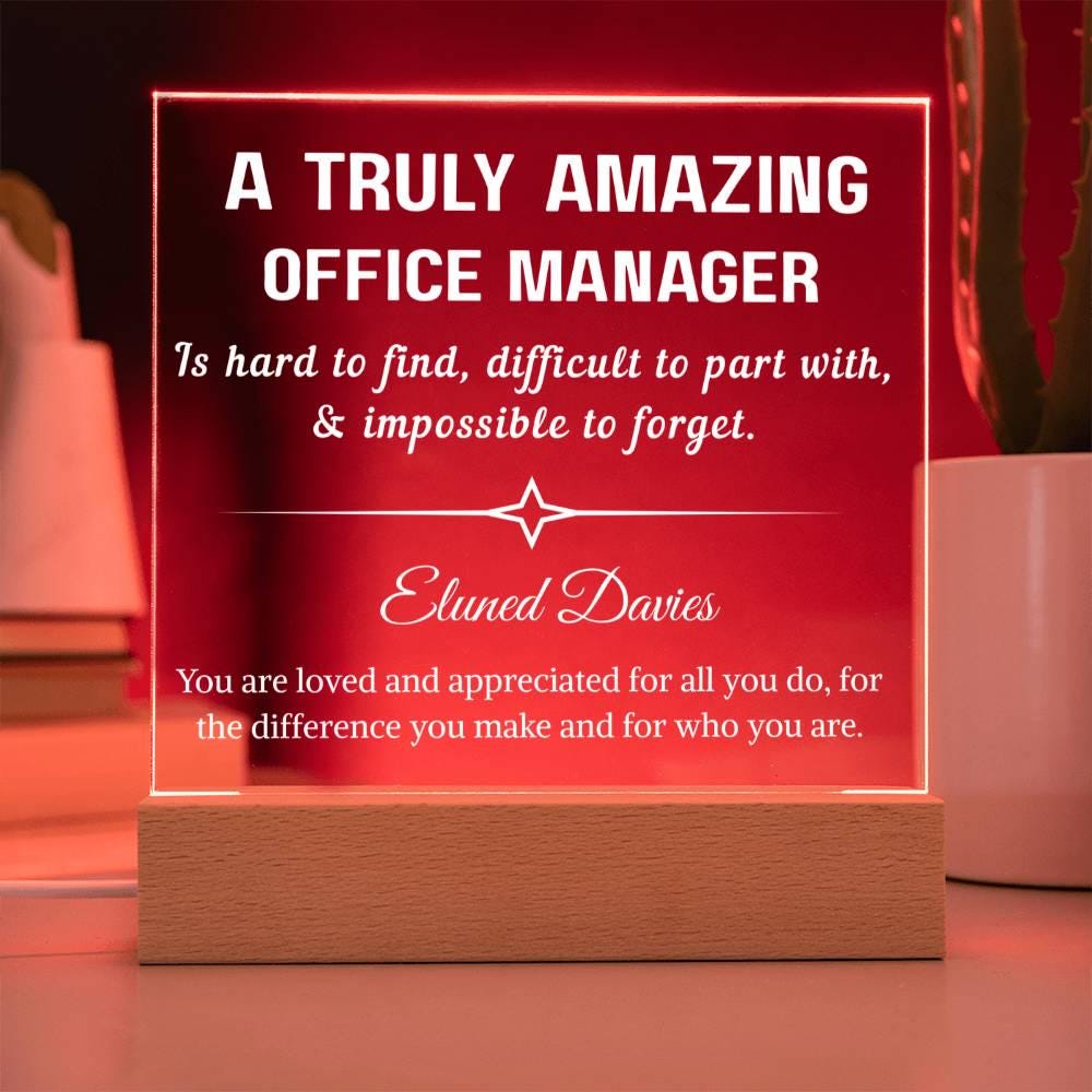 Personalized Office Manager Gift Acrylic Sign – Corporate Gifts – view 9
