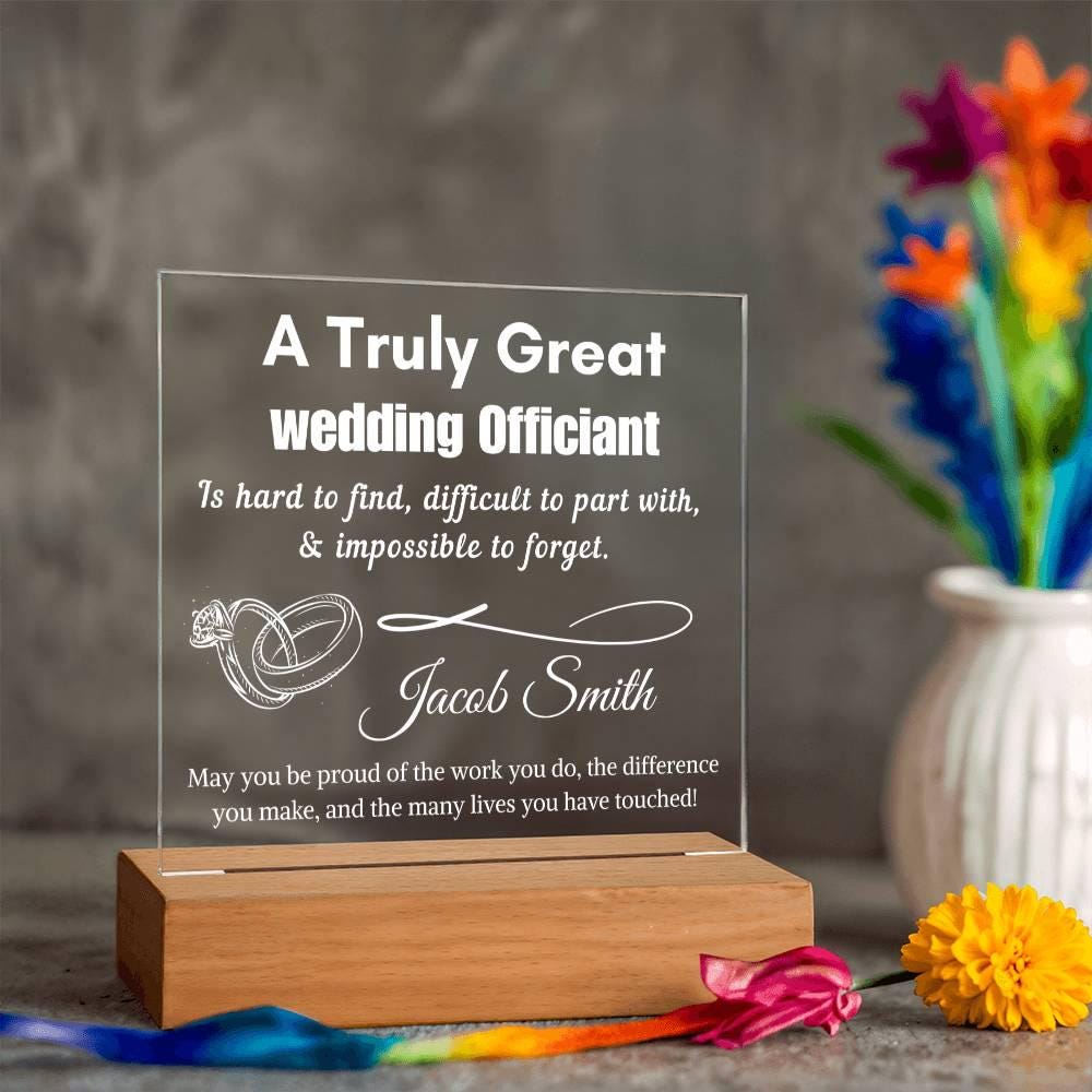 Personalized Wedding Officiant Gift Acrylic LED Sign – Custom Weeding – view 7