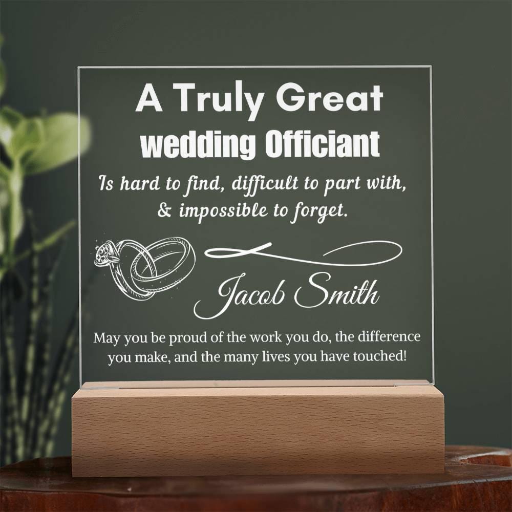 Personalized Wedding Officiant Gift Acrylic LED Sign – Custom Weeding – view 2