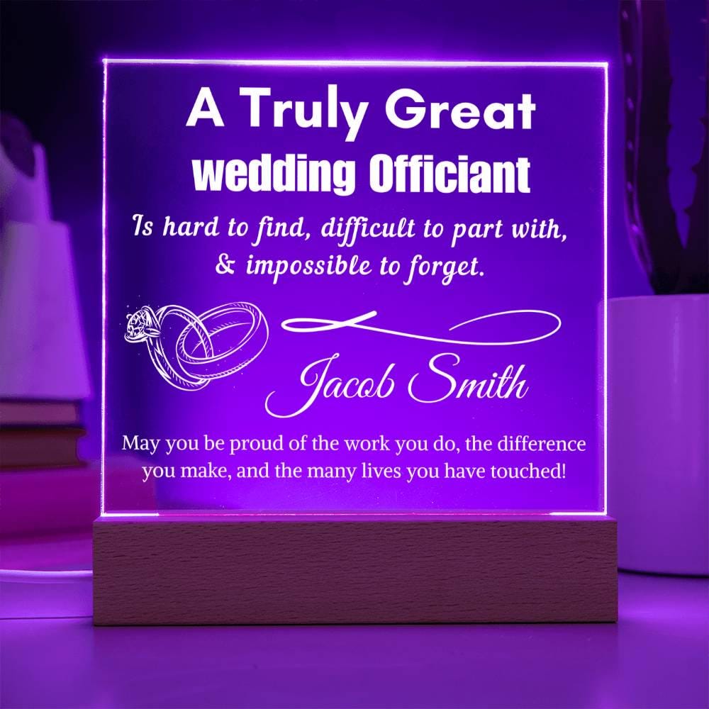 Personalized Wedding Officiant Gift Acrylic LED Sign – Custom Weeding – view 8