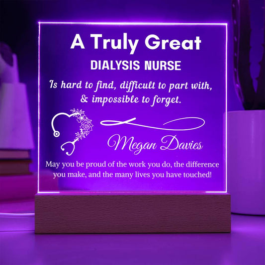 Personalized Dialysis Nurse Gift Acrylic LED Sign – Dialysis Nurse – view 2