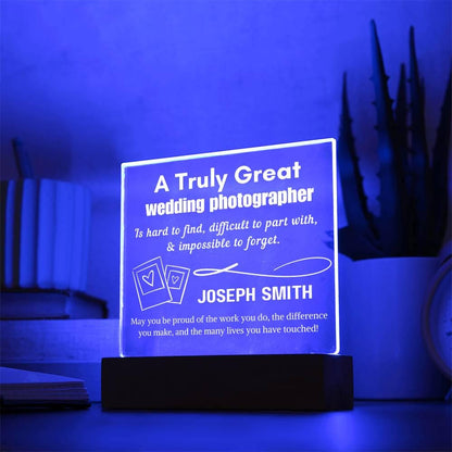 Personalized Wedding Photographer Gift Acrylic LED Sign – Photography – view 4