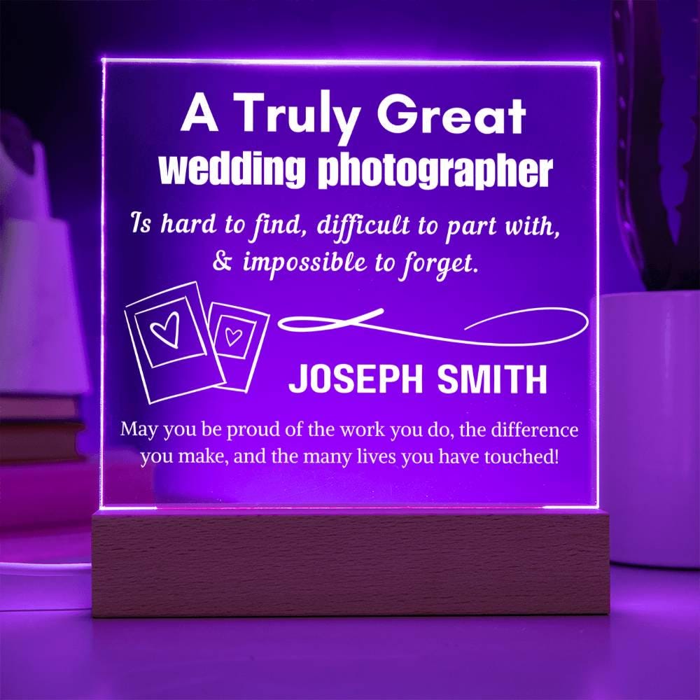 Personalized Wedding Photographer Gift Acrylic LED Sign – Photography – view 8
