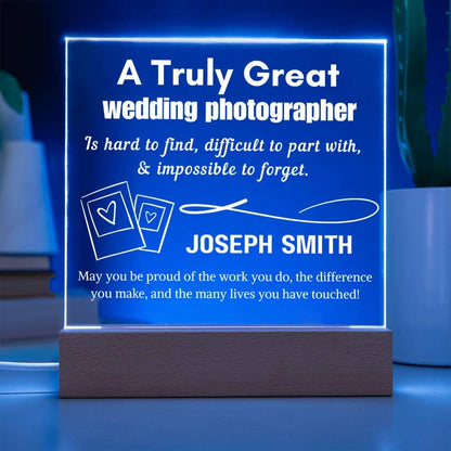 Personalized Wedding Photographer Gift Acrylic LED Sign – Photography – view 3