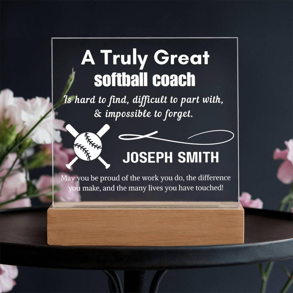 Personalized Softball Coach Gift Acrylic LED Sign – Gift from Team – view 4