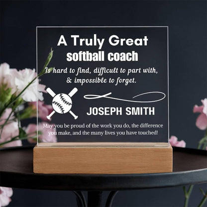 Personalized Softball Coach Gift Acrylic LED Sign – Gift from Team – view 4