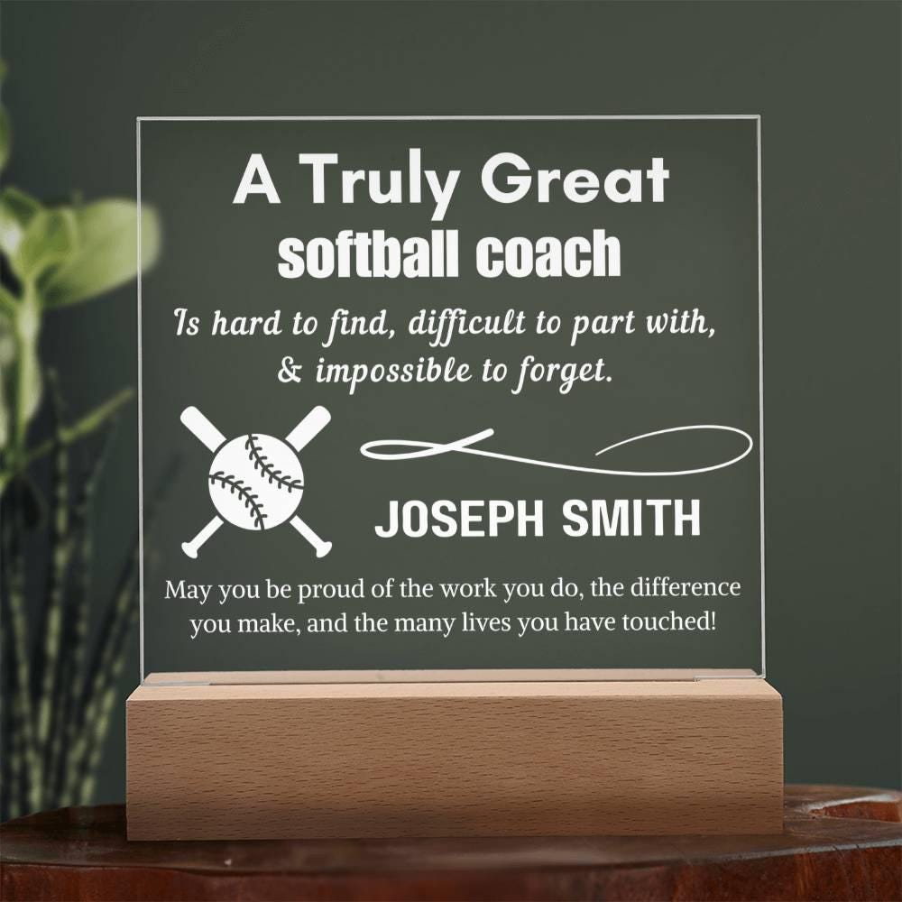 Personalized Softball Coach Gift Acrylic LED Sign – Gift from Team – view 9