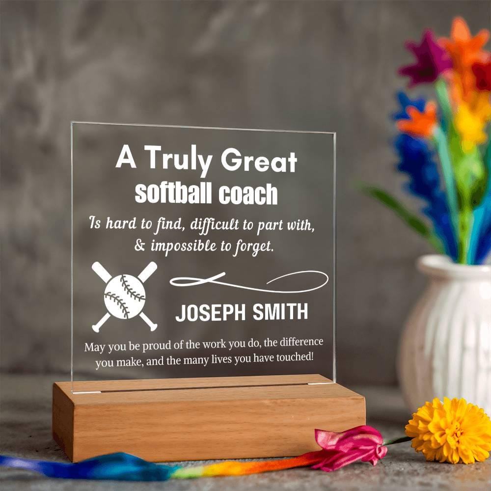 Personalized Softball Coach Gift Acrylic LED Sign – Gift from Team – view 8