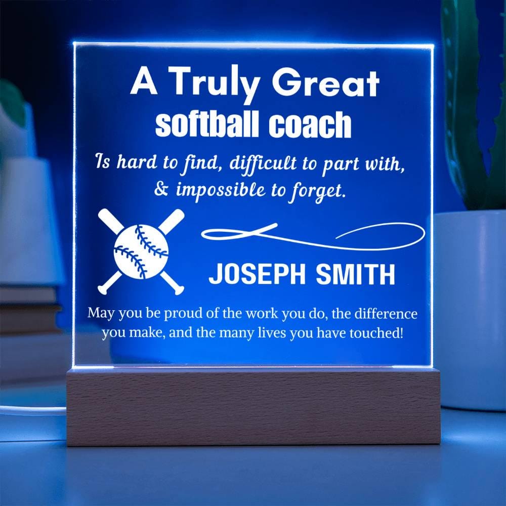 Personalized Softball Coach Gift Acrylic LED Sign – Gift from Team – view 7