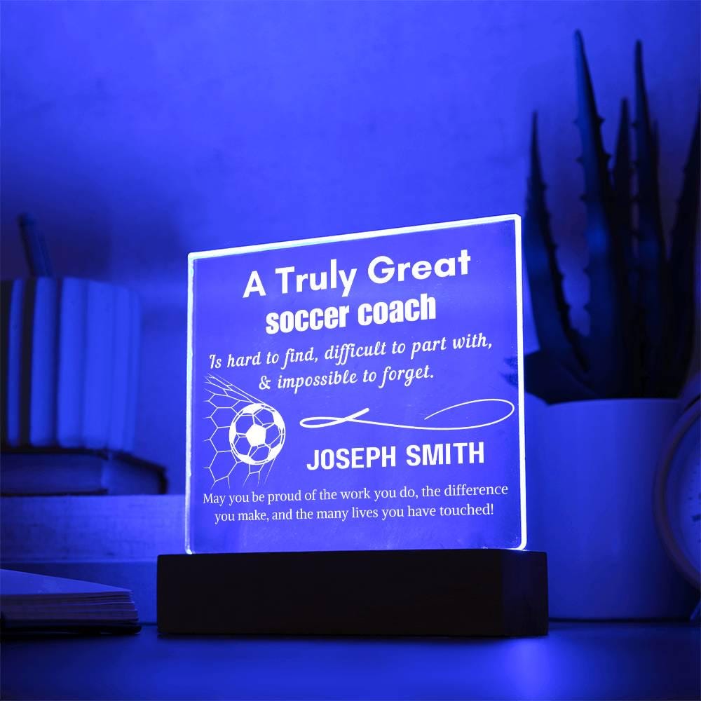 Personalized Soccer Coach Gift Acrylic LED Sign – Gift from Team – view 7