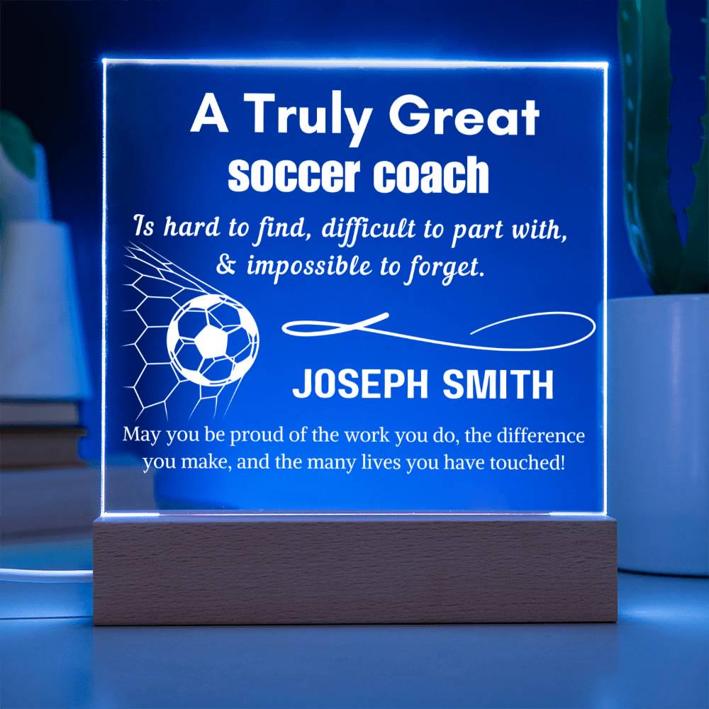 Personalized Soccer Coach Gift Acrylic LED Sign – Gift from Team – view 3