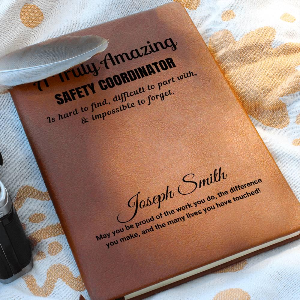 Personalized Vegan Leather Journal – Safety Coordinator Gift – view 9