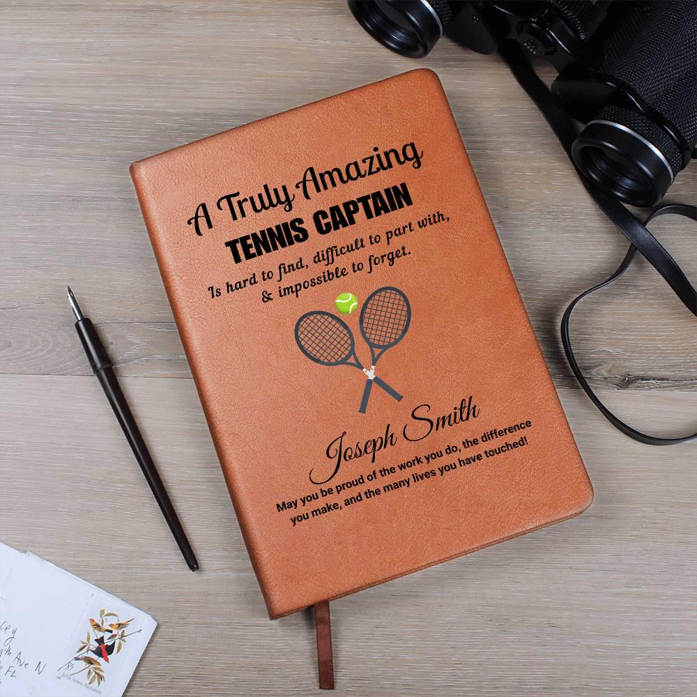 Personalized Tennis Captain Gift Vegan Leather Journal – view 10