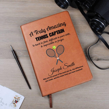 Personalized Tennis Captain Gift Vegan Leather Journal – view 10
